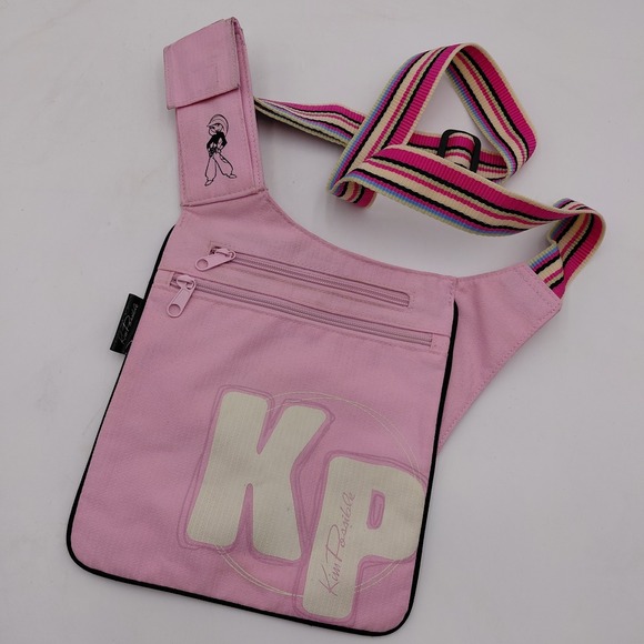 Disney Handbags - Vtg KIM POSSIBLE Pink Messenger Shoulder Crossbody Stripe Strap Y2K Cartoon RARE